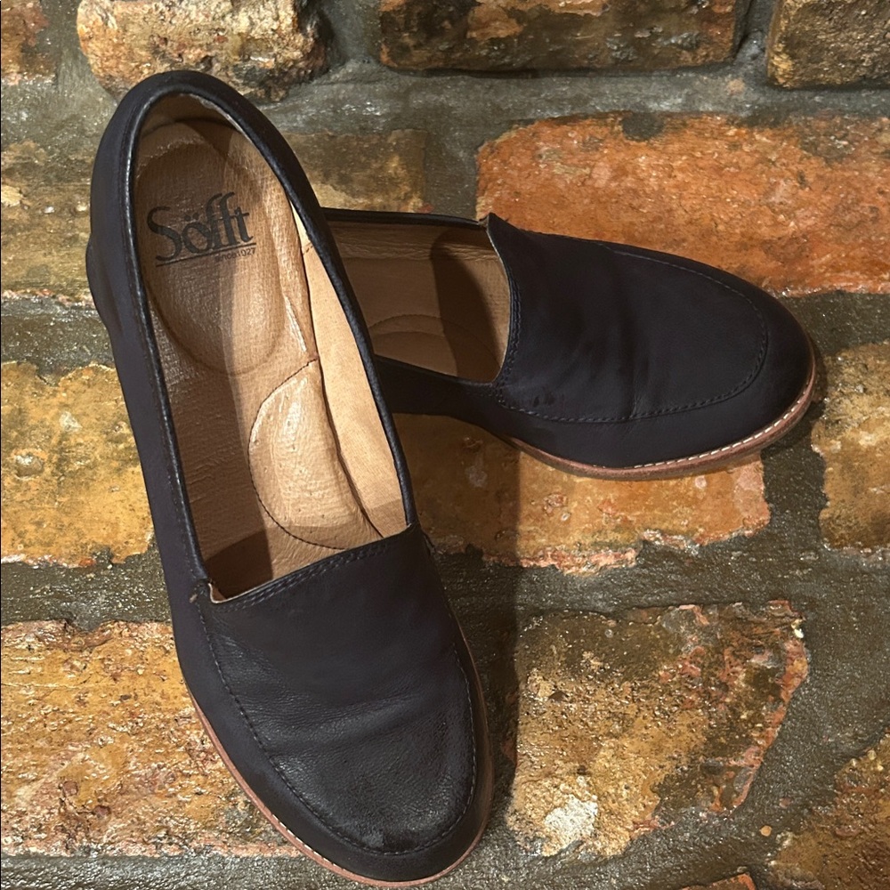 Sofft Navy Blue Leather Slip-On Loafers for Women